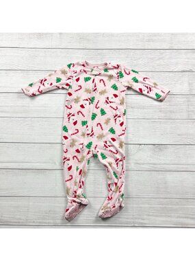 Just One You Carter's Christmas Holiday Zip Up Footed Pajamas 12-18 Months